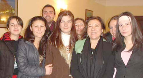 Nursun Erel with Armenian students 